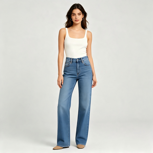 High‑Waisted Straight‑Leg Jeans for Women
