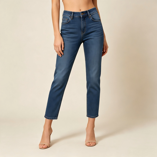 Cropped Tapered High Waist Jeans