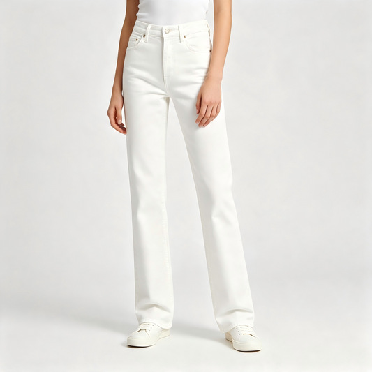 White Straight‑Leg Denim Jeans for Women